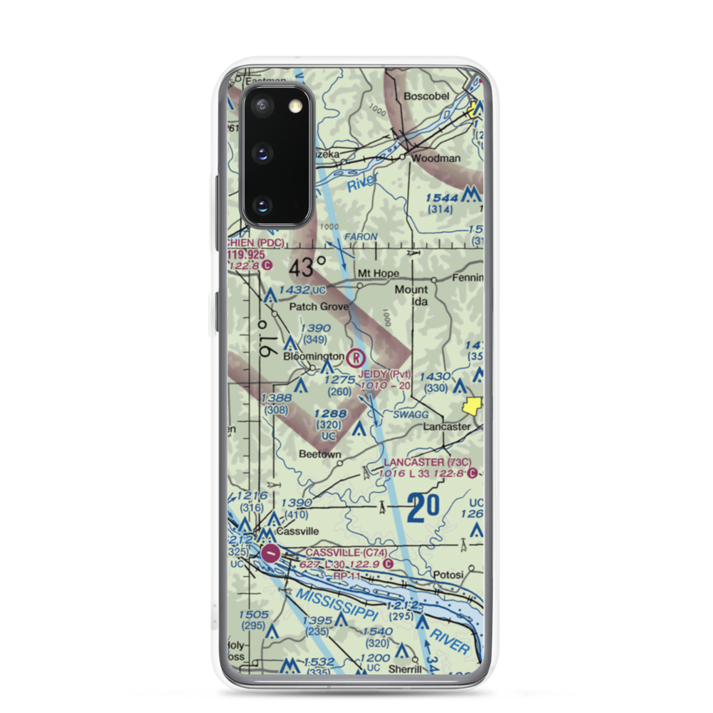 C Jeidy Farms Airport (WI56) VFR Sectional Samsung Case Samsung Galaxy S20 model shown