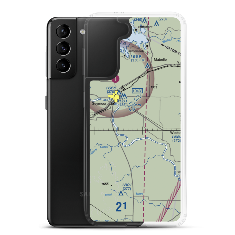 C Lazy T Ranch Airport (TS20) VFR Sectional Samsung Case Samsung Galaxy S21 Plus model shown