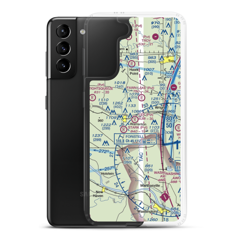 C.E.F. Airport (MU02) VFR Sectional Samsung Case Samsung Galaxy S21 Plus model shown