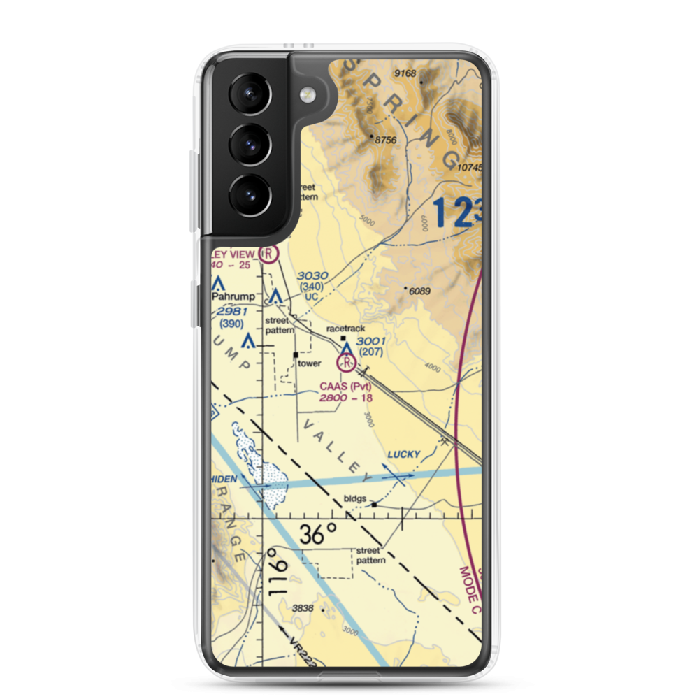 Caas Airport (NV98) VFR Sectional Samsung Case Samsung Galaxy S21 Plus model shown