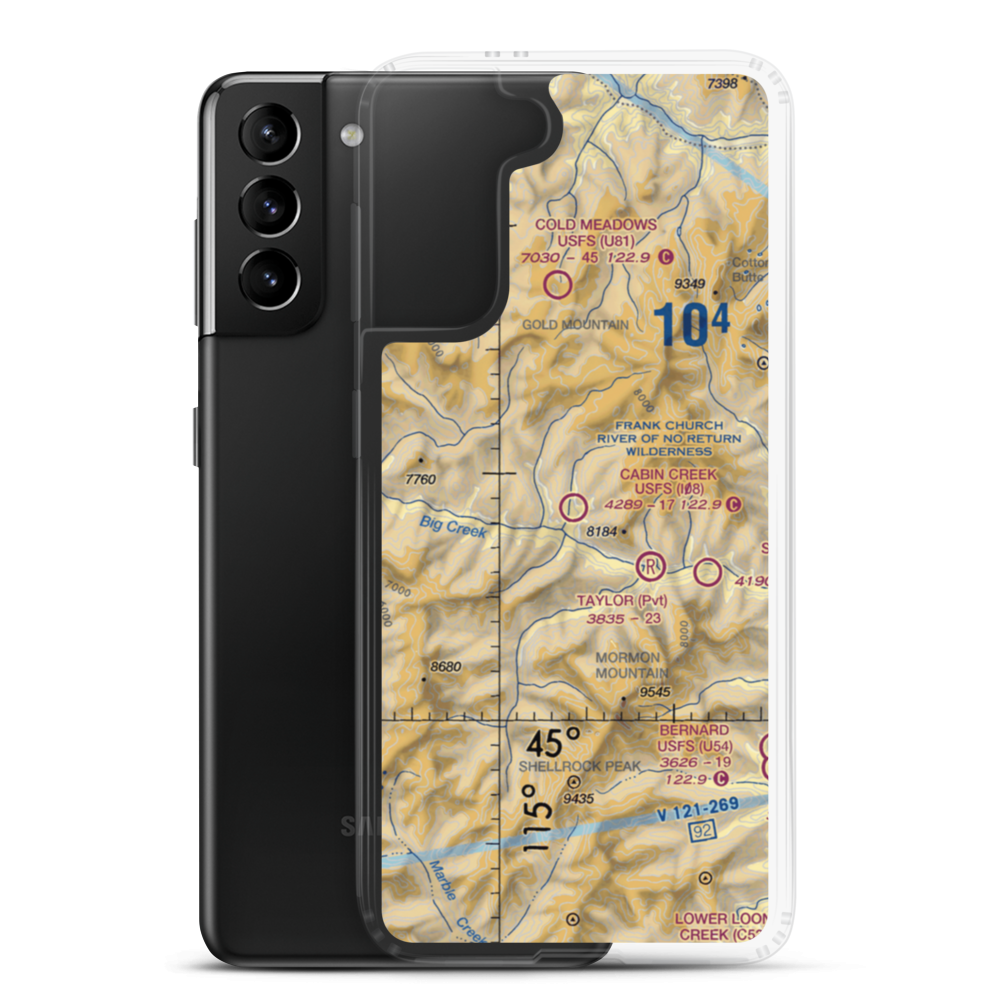 Cabin Creek US Forest Service Airport (I08) VFR Sectional Samsung Case Samsung Galaxy S21 Plus model shown