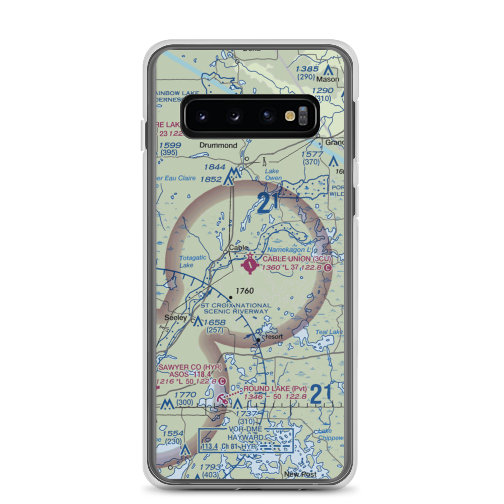 Cable Union Airport (3CU) VFR Sectional Samsung Case Samsung Galaxy S10 model shown