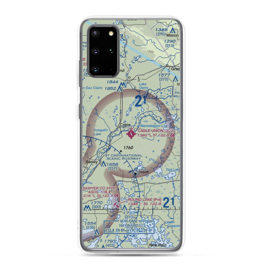 Cable Union Airport (3CU) VFR Sectional Samsung Case Samsung Galaxy S20 Plus model shown