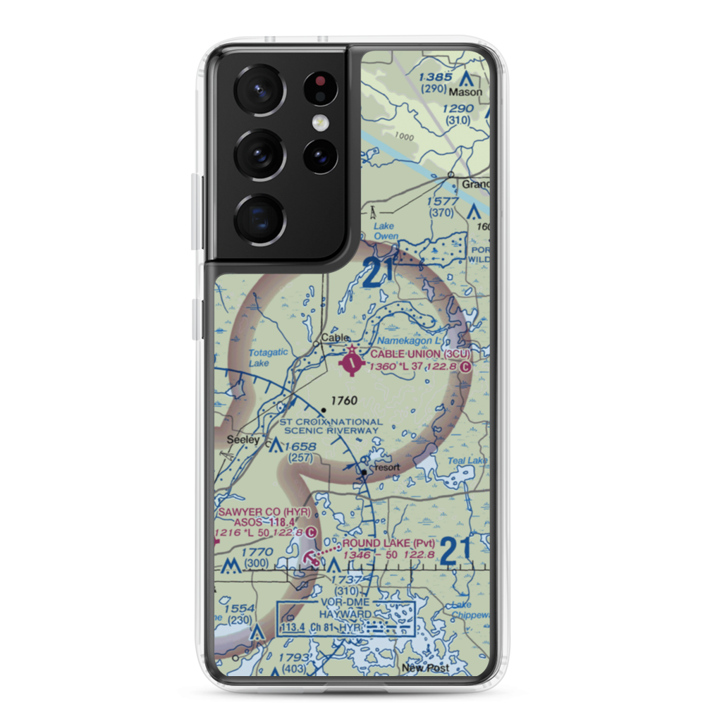 Cable Union Airport (3CU) VFR Sectional Samsung Case Samsung Galaxy S21 Ultra model shown