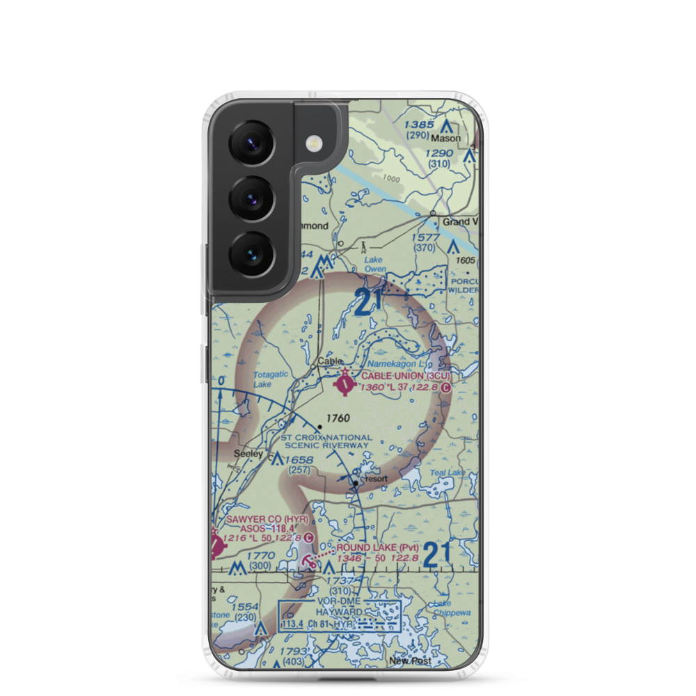 Cable Union Airport (3CU) VFR Sectional Samsung Case Samsung Galaxy S22 model shown