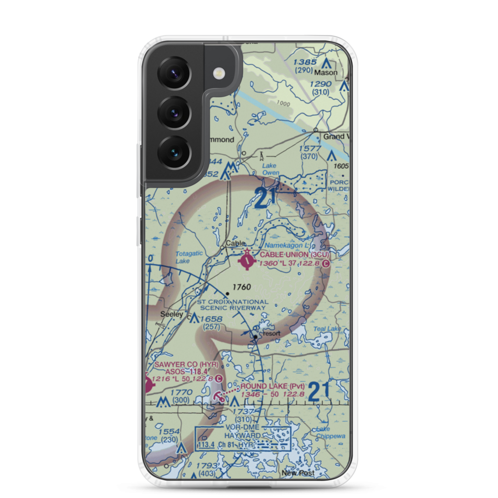 Cable Union Airport (3CU) VFR Sectional Samsung Case Samsung Galaxy S22 Plus model shown