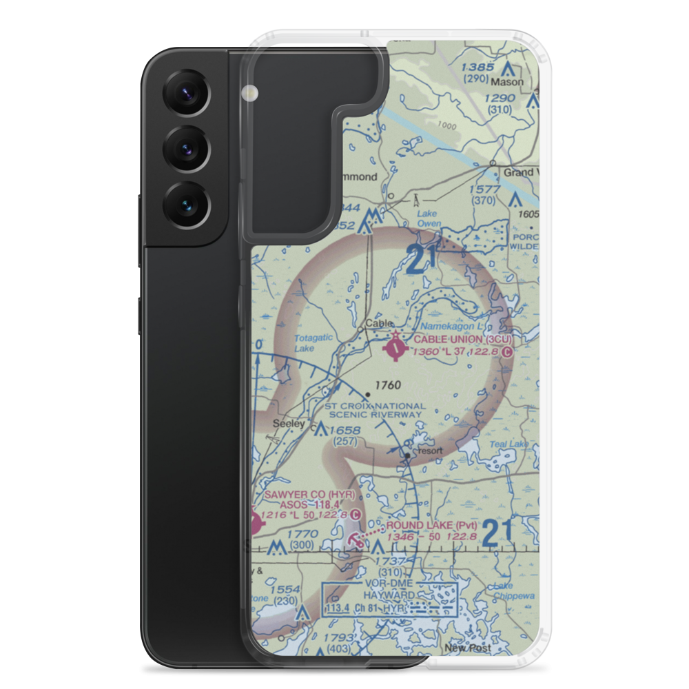 Cable Union Airport (3CU) VFR Sectional Samsung Case Samsung Galaxy S22 Plus model shown