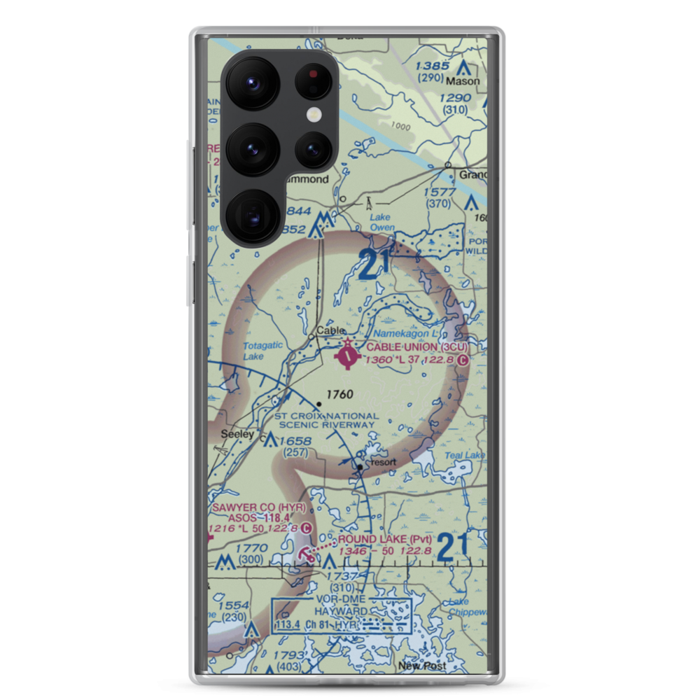 Cable Union Airport (3CU) VFR Sectional Samsung Case Samsung Galaxy S22 Ultra model shown