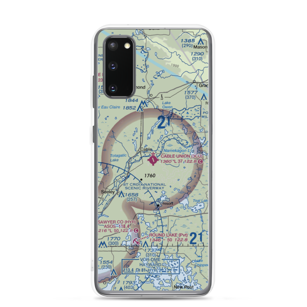 Cable Union Airport (3CU) VFR Sectional Samsung Case Samsung Galaxy S20 model shown