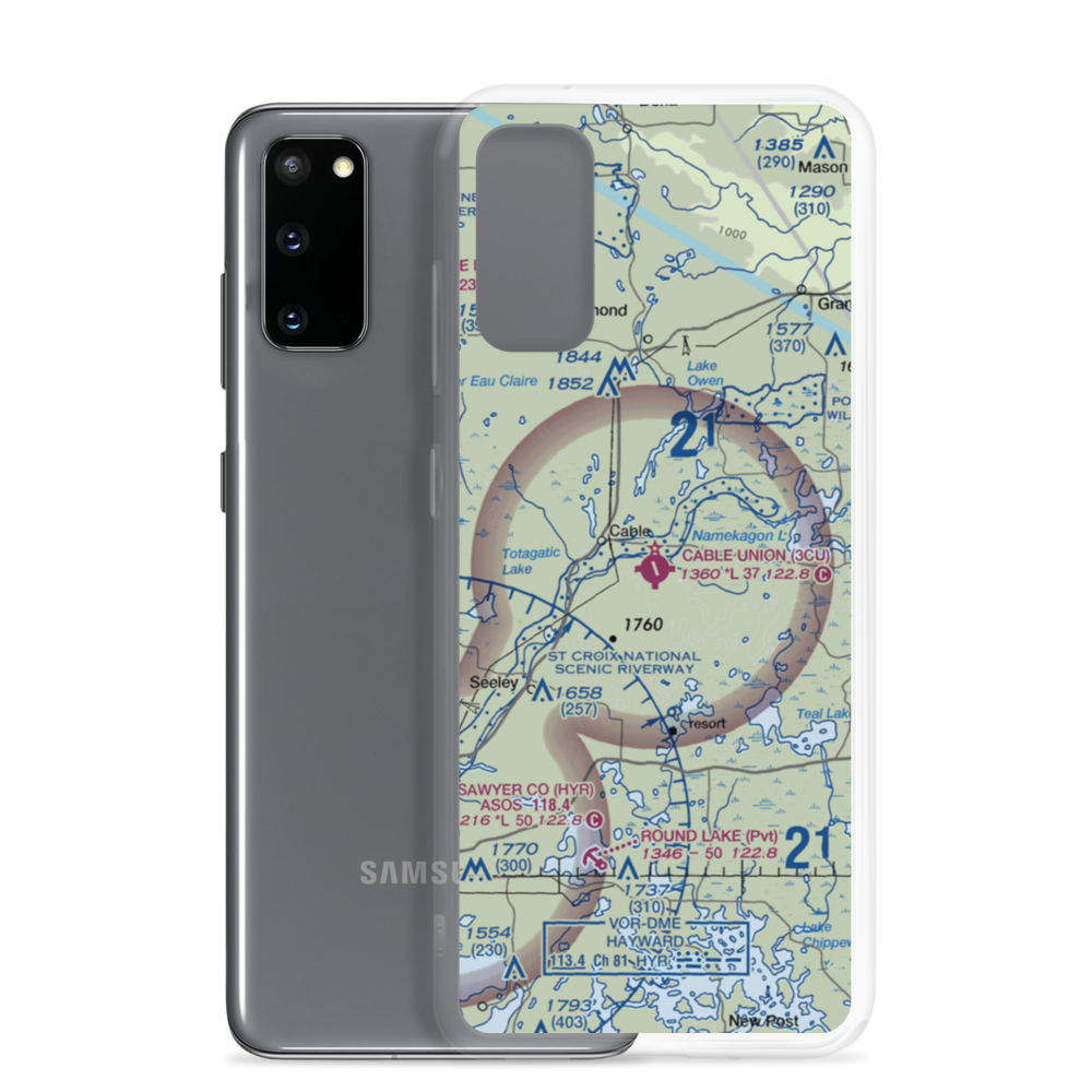 Cable Union Airport (3CU) VFR Sectional Samsung Case Samsung Galaxy S20 model shown