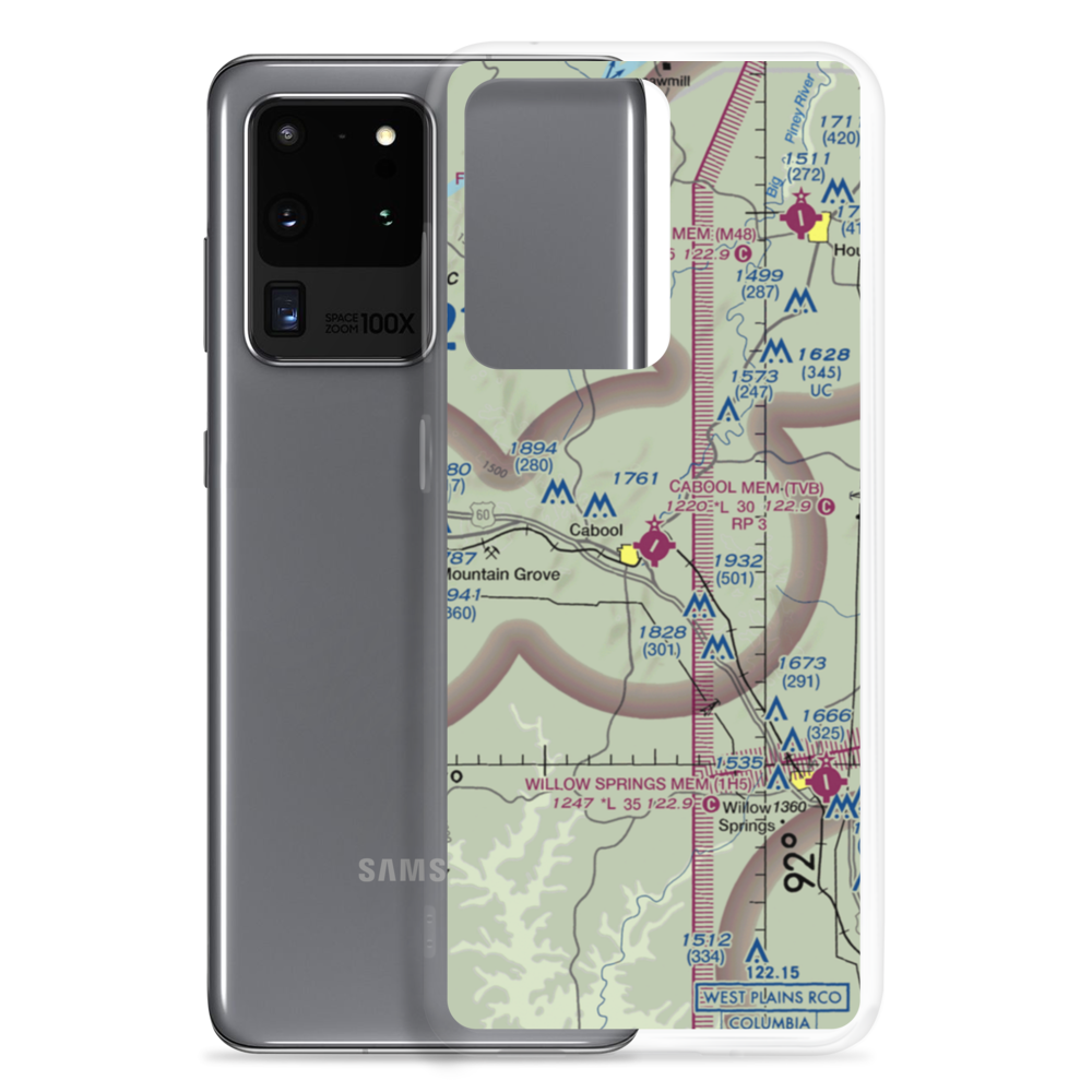 Cabool Memorial Airport (TVB) VFR Sectional Samsung Case Samsung Galaxy S20 Ultra model shown