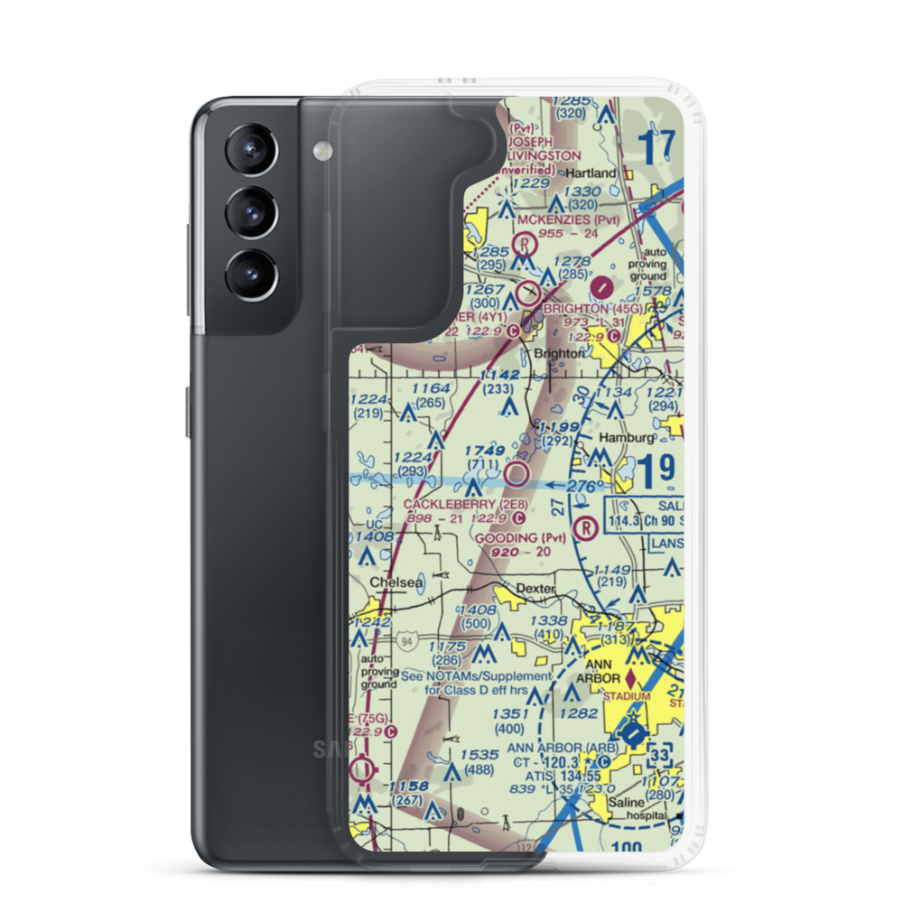 Cackleberry Airport (2E8) VFR Sectional Samsung Case Samsung Galaxy S21 model shown