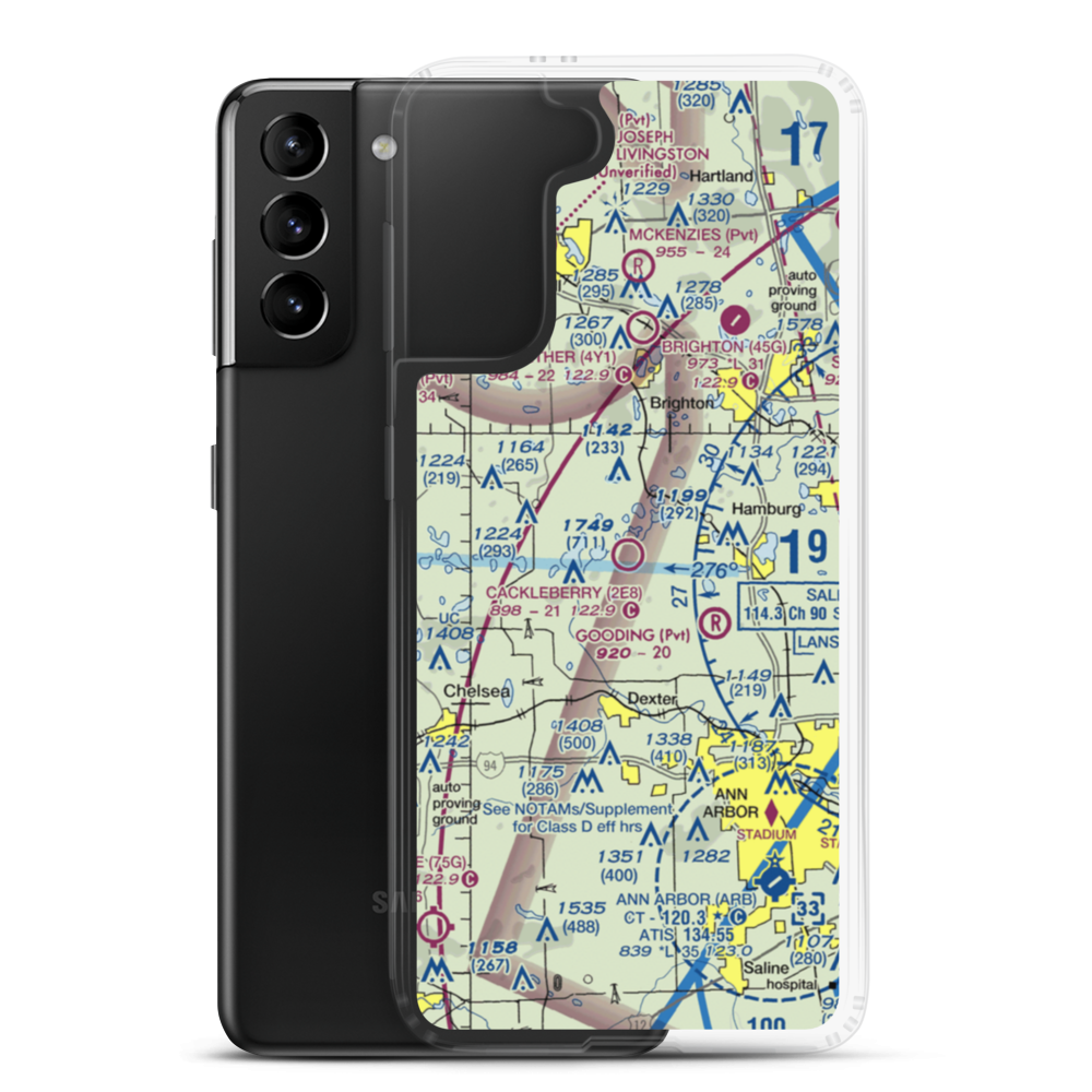 Cackleberry Airport (2E8) VFR Sectional Samsung Case Samsung Galaxy S21 Plus model shown