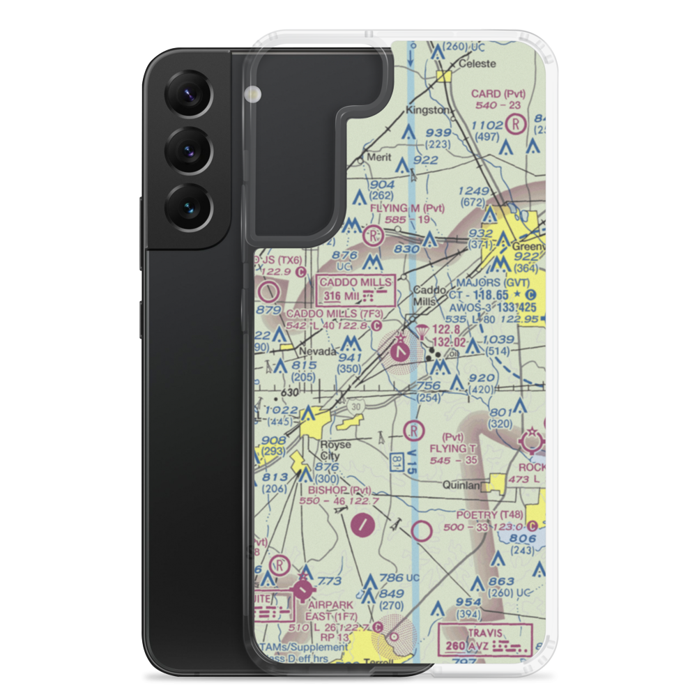 Caddo Mills Municipal Airport (7F3) VFR Sectional Samsung Case Samsung Galaxy S22 Plus model shown