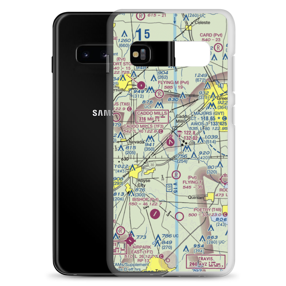 Caddo Mills Municipal Airport (7F3) VFR Sectional Samsung Case Samsung Galaxy S10+ model shown
