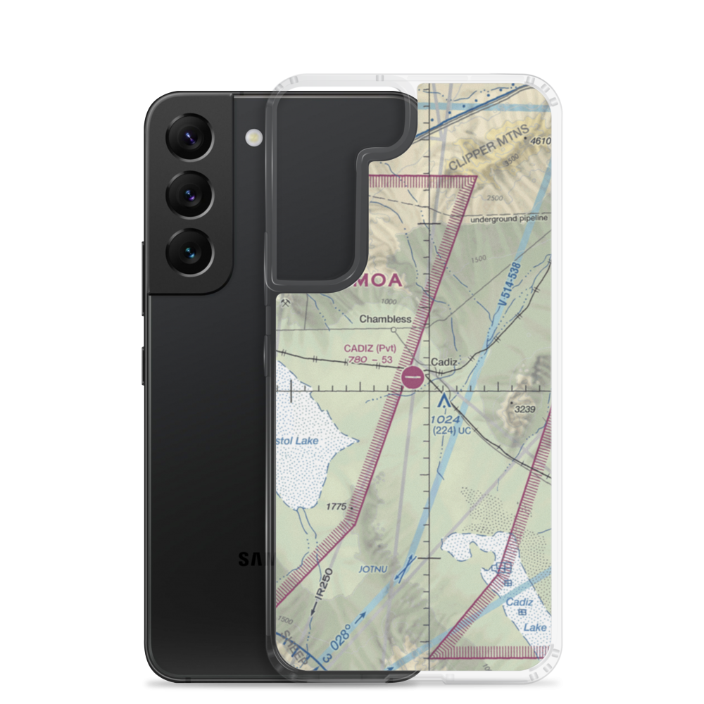 Cadiz Airstrip (CA90) VFR Sectional Samsung Case Samsung Galaxy S22 model shown