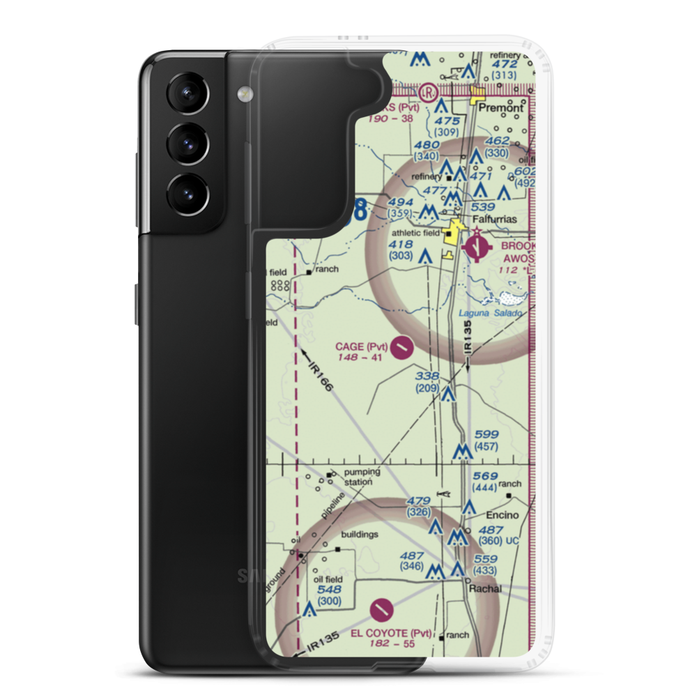 Cage Ranch Airport (7TE2) VFR Sectional Samsung Case Samsung Galaxy S21 Plus model shown