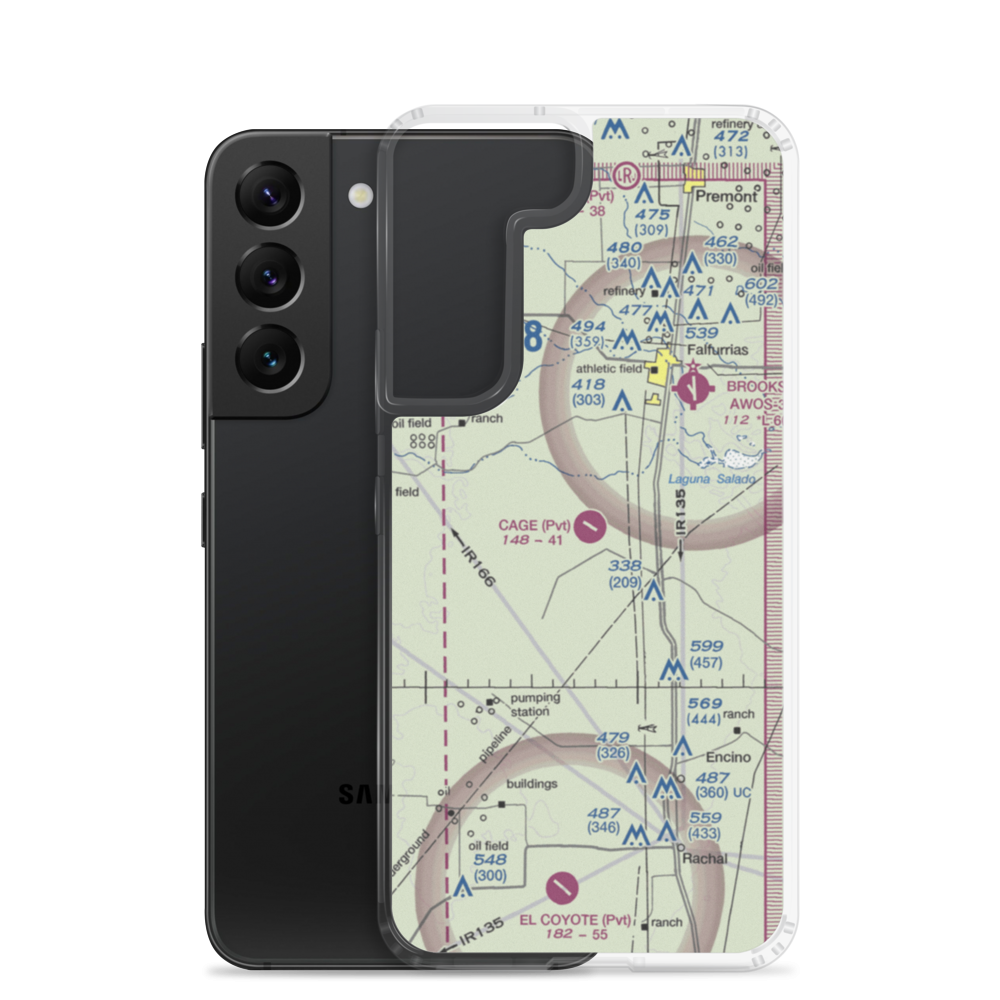 Cage Ranch Airport (7TE2) VFR Sectional Samsung Case Samsung Galaxy S22 model shown