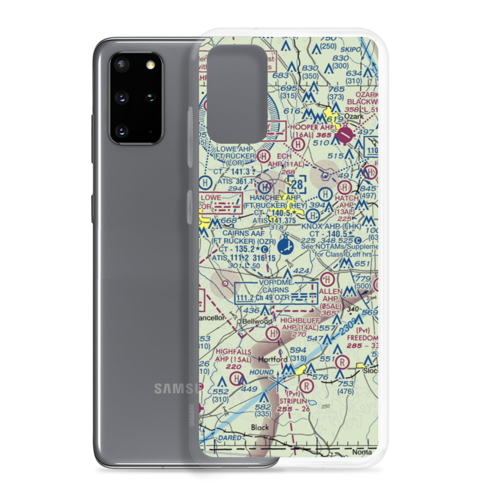 Cairns AAF (Fort Rucker) Air Field (OZR) VFR Sectional Samsung Case Samsung Galaxy S20 Plus model shown