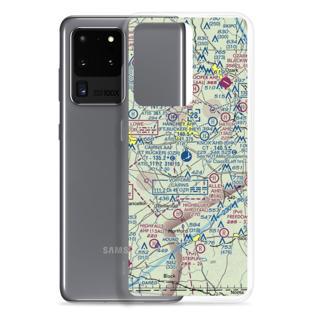 Cairns AAF (Fort Rucker) Air Field (OZR) VFR Sectional Samsung Case Samsung Galaxy S20 Ultra model shown