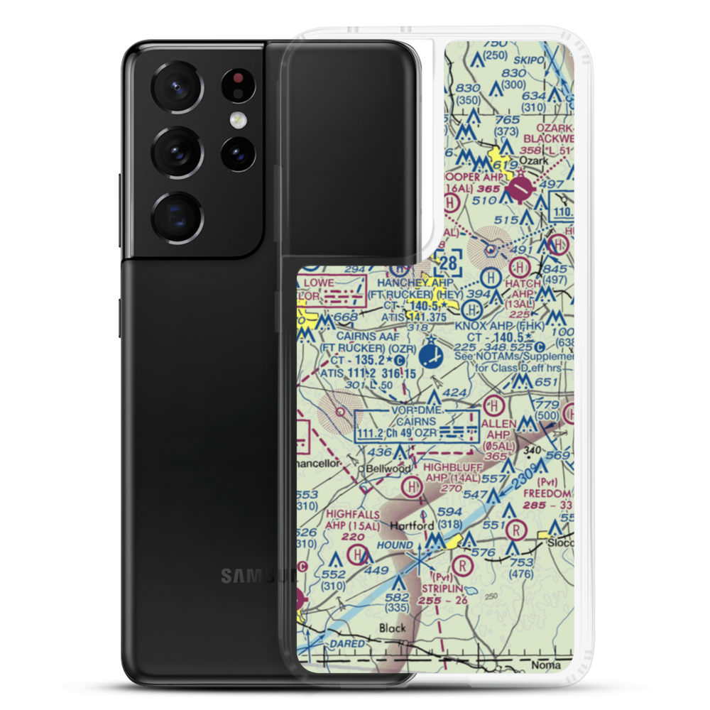 Cairns AAF (Fort Rucker) Air Field (OZR) VFR Sectional Samsung Case Samsung Galaxy S21 Ultra model shown