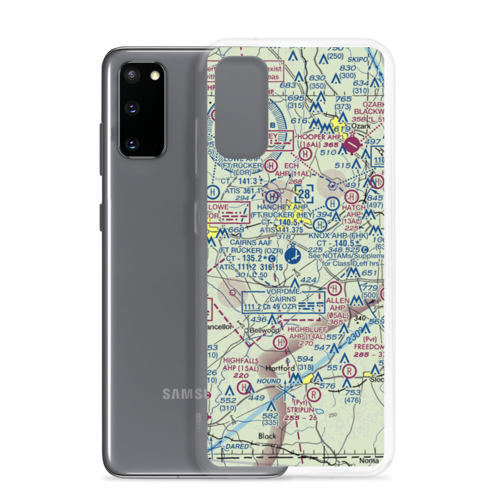 Cairns AAF (Fort Rucker) Air Field (OZR) VFR Sectional Samsung Case Samsung Galaxy S20 model shown