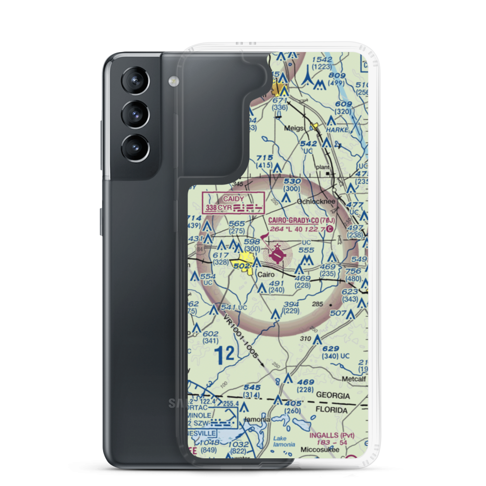 Cairo Grady County Airport (70J) VFR Sectional Samsung Case Samsung Galaxy S21 model shown