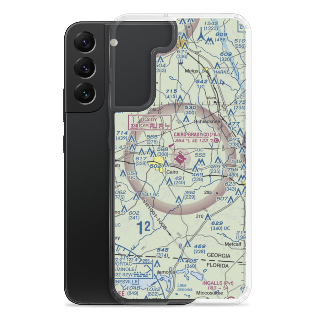 Cairo Grady County Airport (70J) VFR Sectional Samsung Case Samsung Galaxy S22 Plus model shown