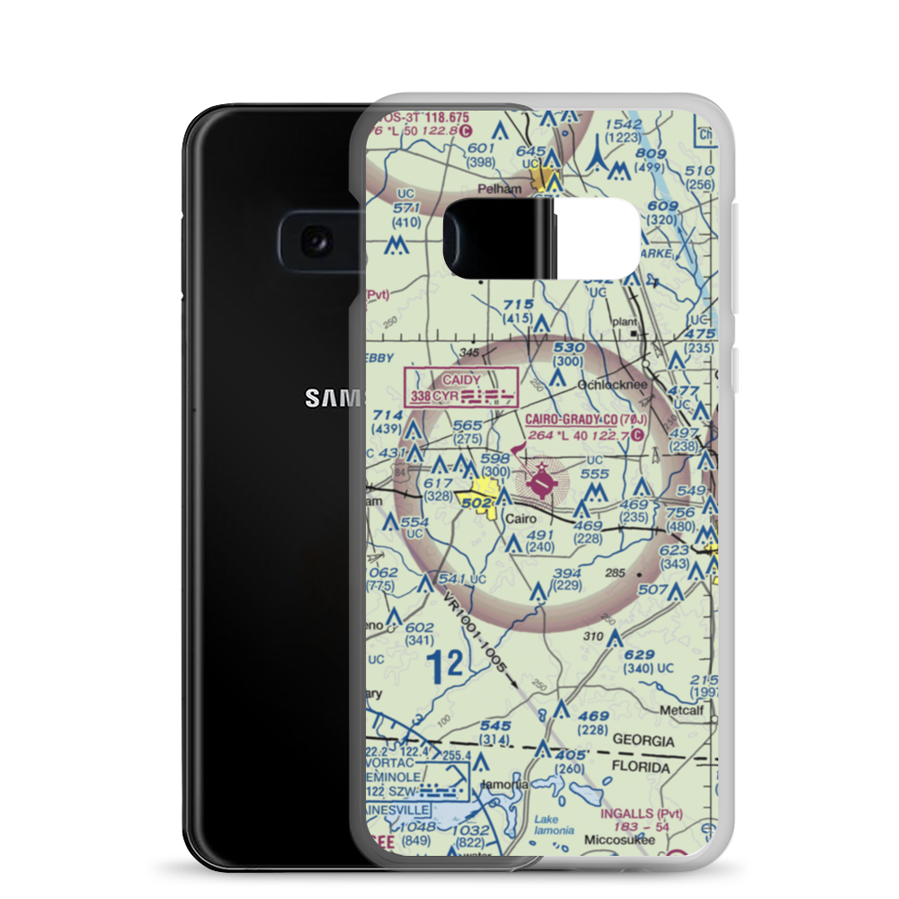 Cairo Grady County Airport (70J) VFR Sectional Samsung Case Samsung Galaxy S10e model shown