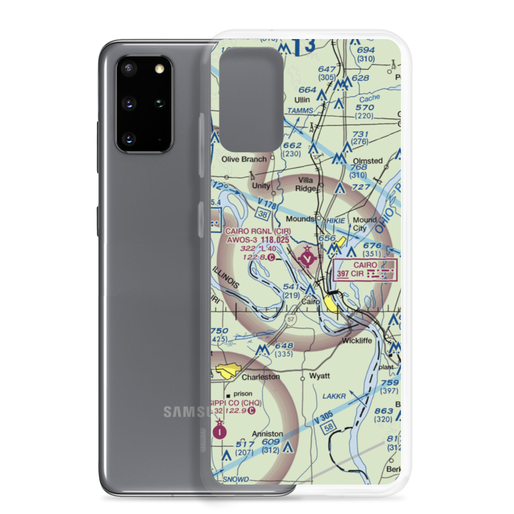 Cairo Regional Airport (CIR) VFR Sectional Samsung Case Samsung Galaxy S20 Plus model shown