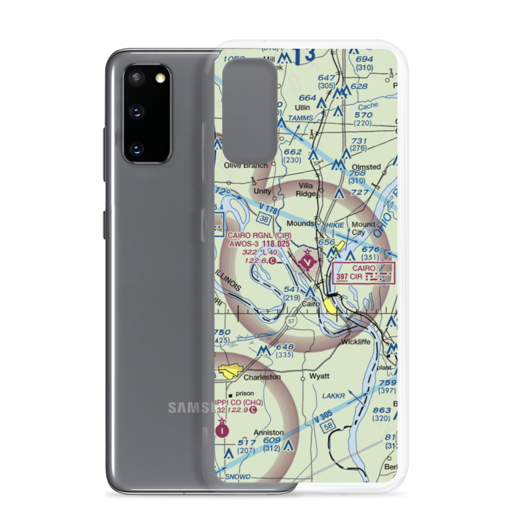 Cairo Regional Airport (CIR) VFR Sectional Samsung Case Samsung Galaxy S20 model shown