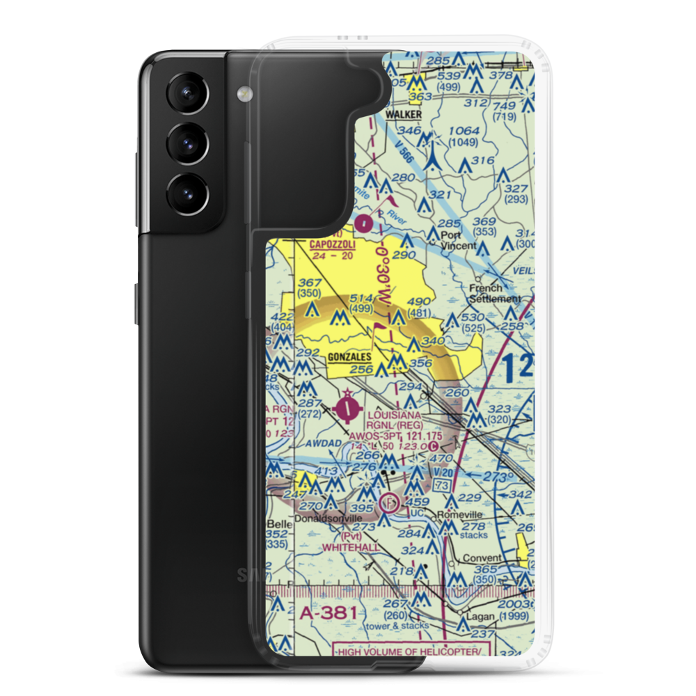 Cal Mire Field (1LS0) VFR Sectional Samsung Case Samsung Galaxy S21 Plus model shown