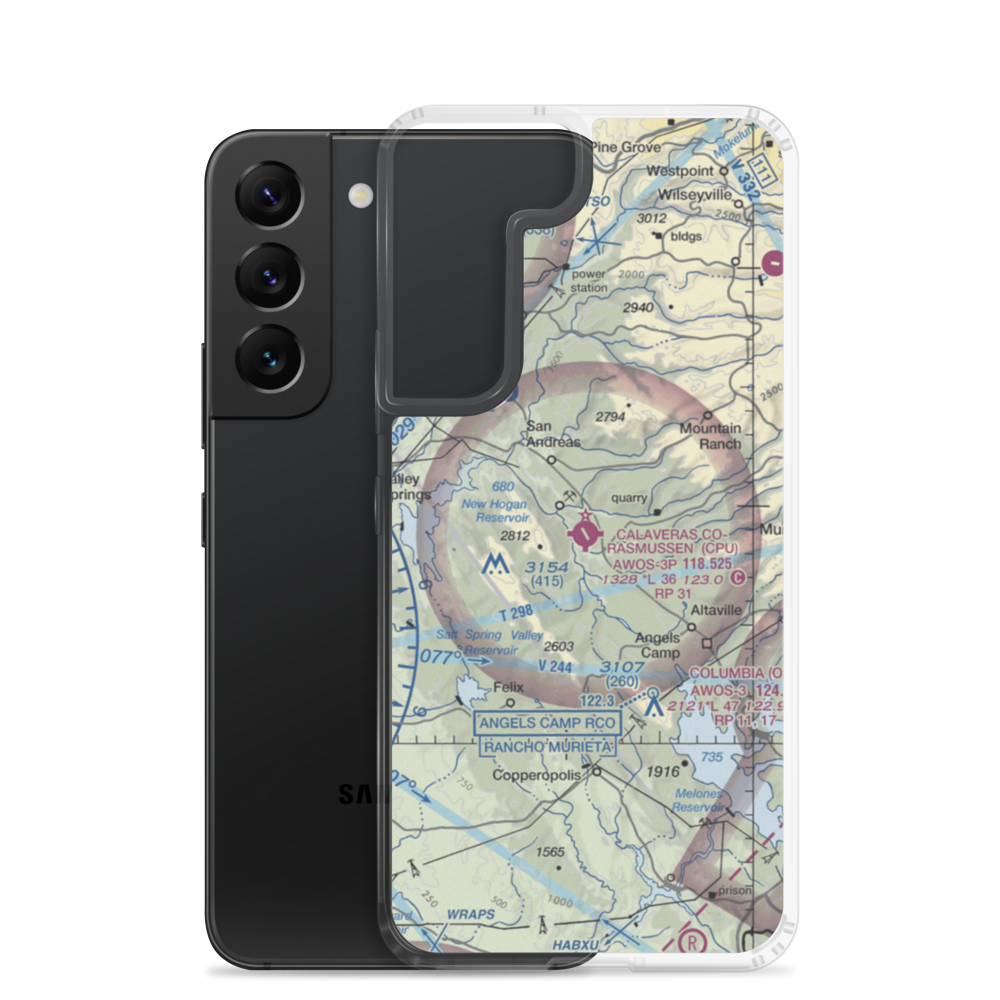 Calaveras Co Maury Rasmussen Field (CPU) VFR Sectional Samsung Case Samsung Galaxy S22 model shown