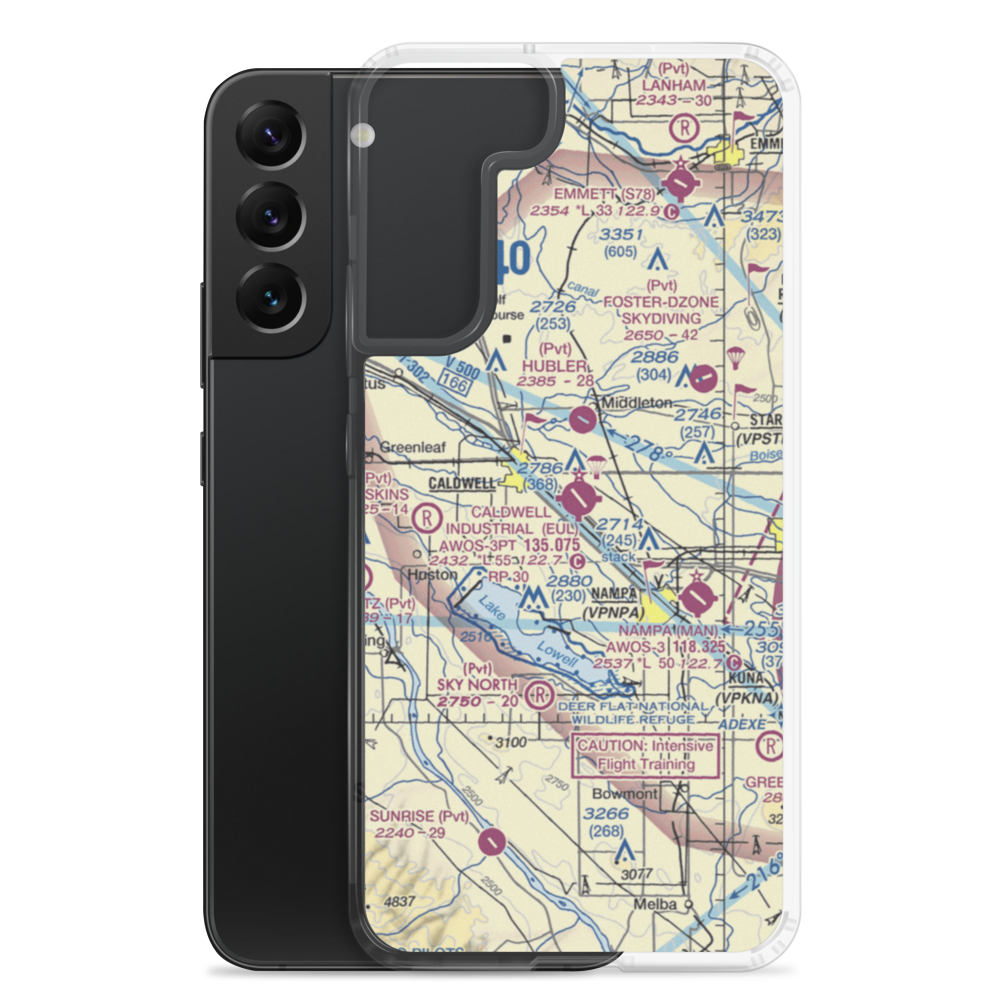 Caldwell Industrial Airport (EUL) VFR Sectional Samsung Case Samsung Galaxy S22 Plus model shown