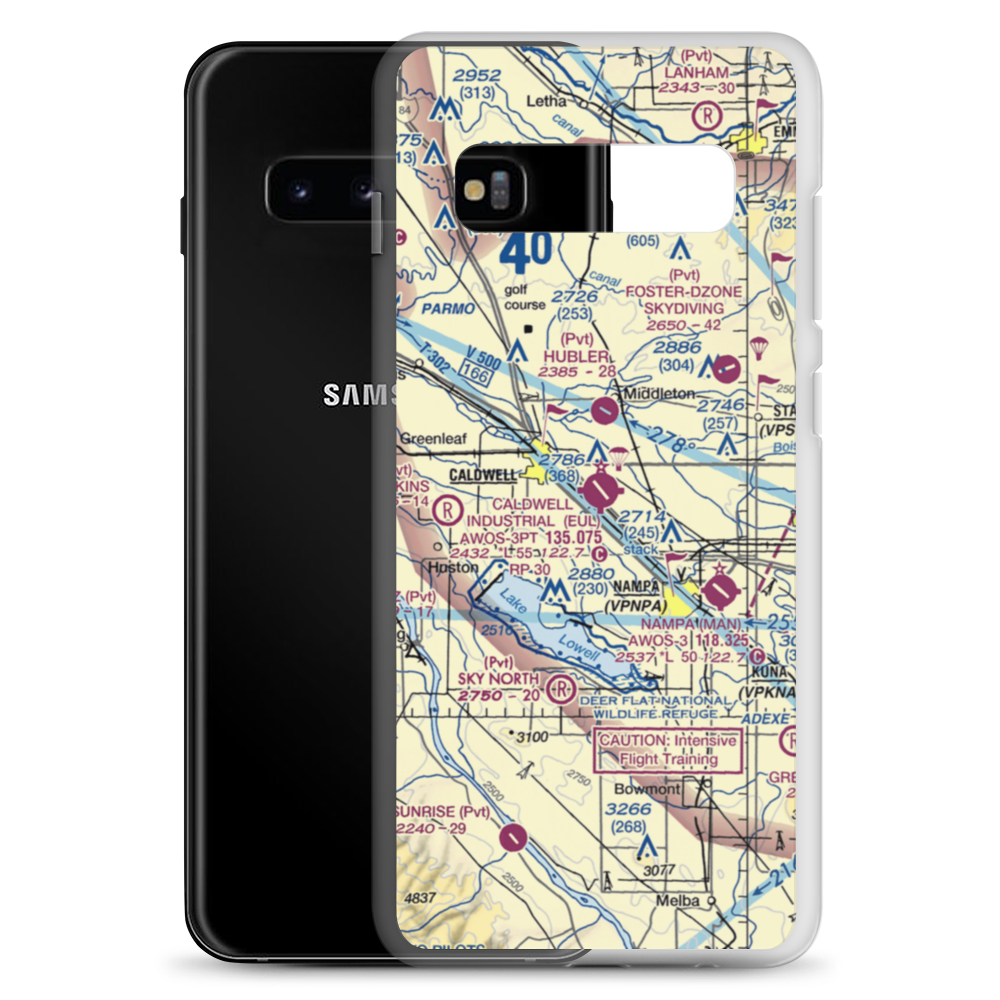 Caldwell Industrial Airport (EUL) VFR Sectional Samsung Case Samsung Galaxy S10+ model shown