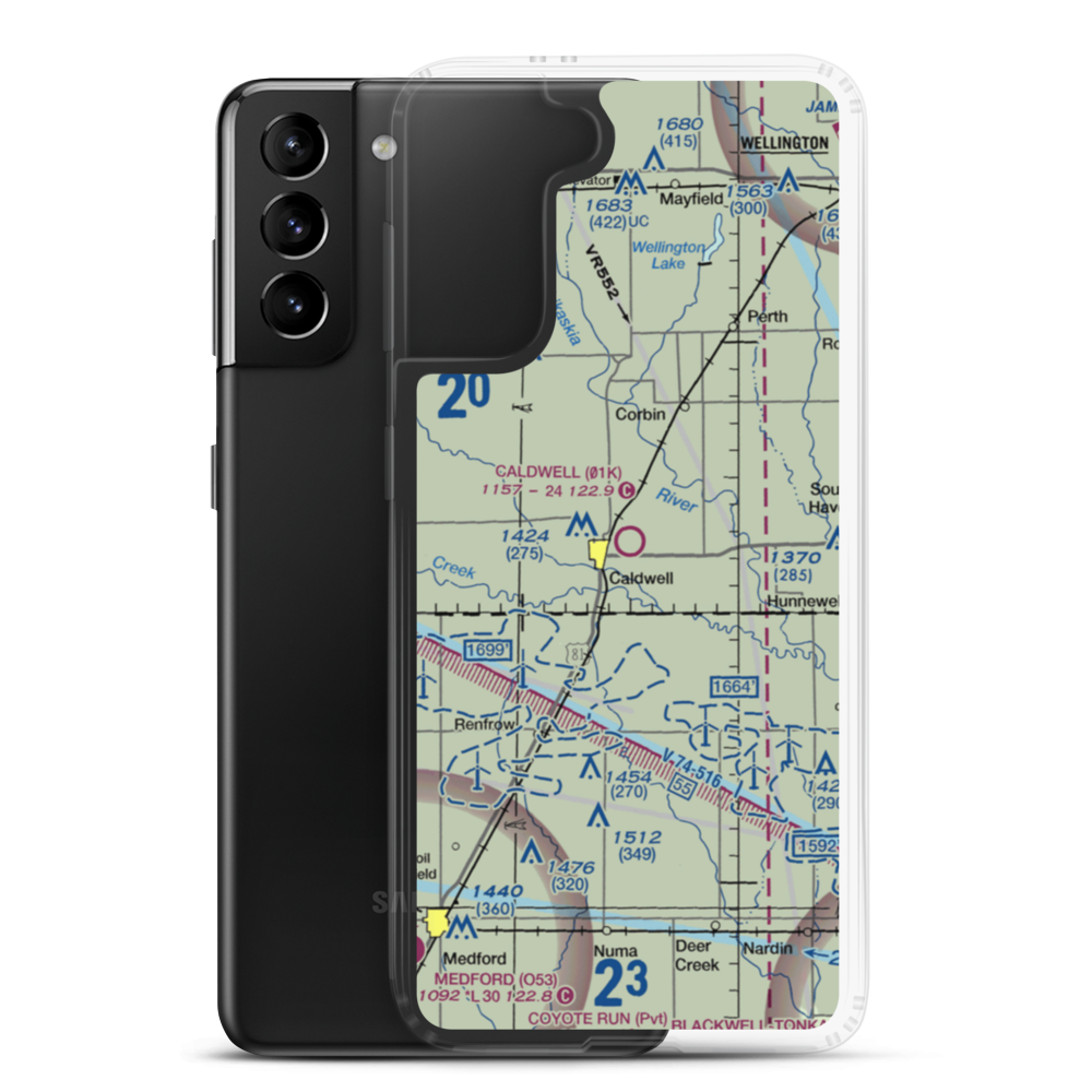 Caldwell Municipal Airport (01K) VFR Sectional Samsung Case Samsung Galaxy S21 Plus model shown