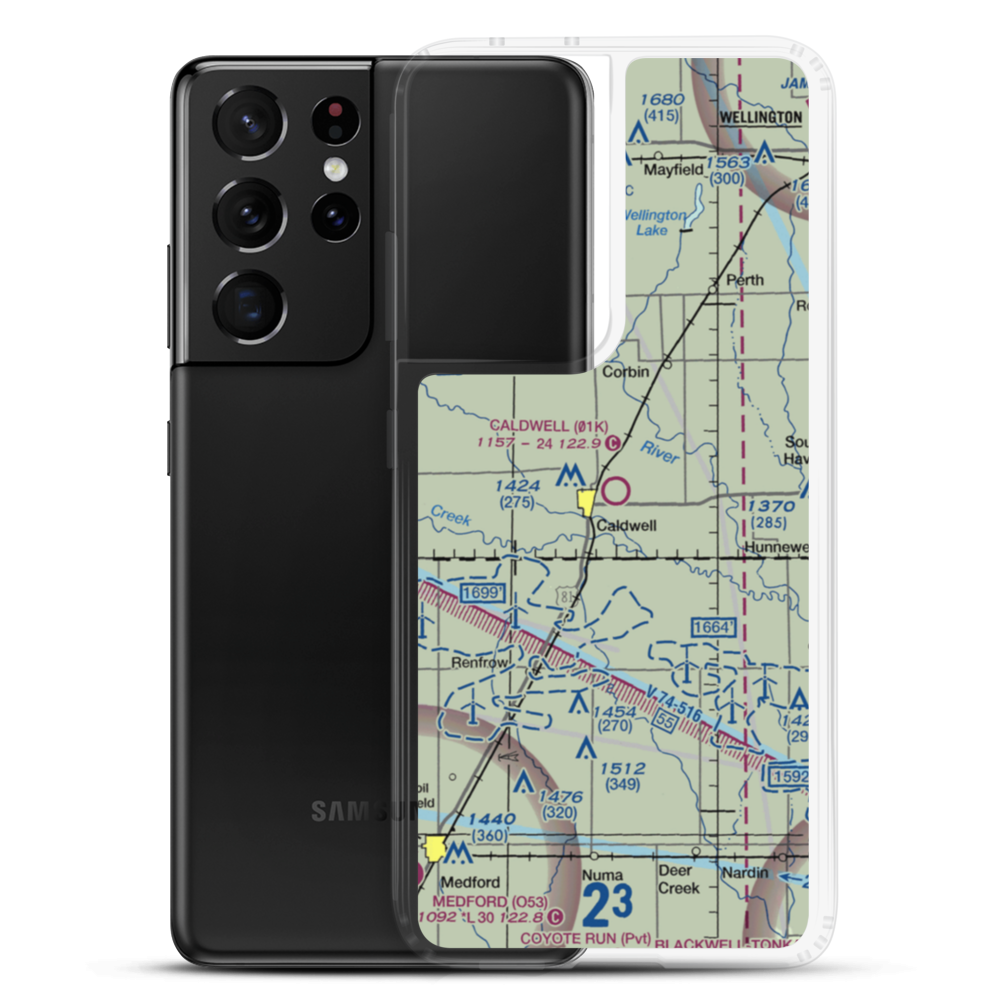 Caldwell Municipal Airport (01K) VFR Sectional Samsung Case Samsung Galaxy S21 Ultra model shown