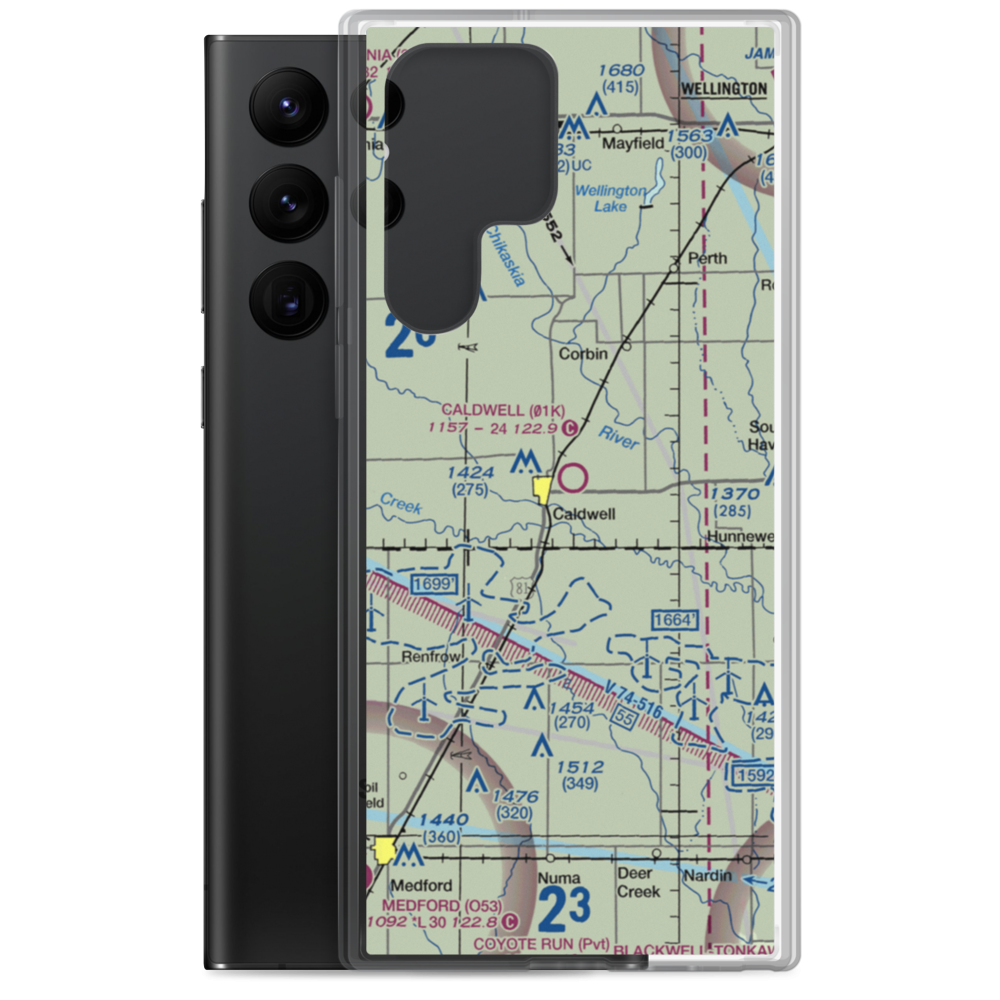 Caldwell Municipal Airport (01K) VFR Sectional Samsung Case Samsung Galaxy S22 Ultra model shown
