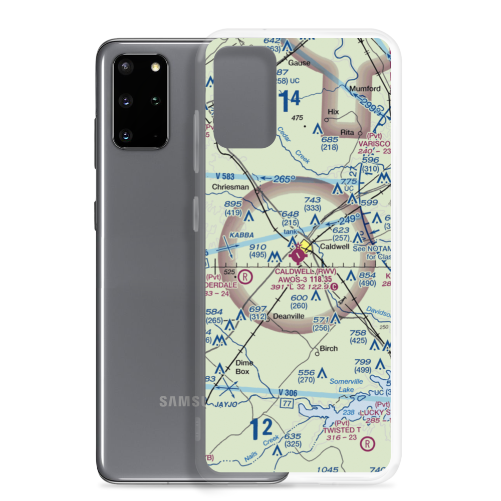 Caldwell Municipal Airport (RWV) VFR Sectional Samsung Case Samsung Galaxy S20 Plus model shown