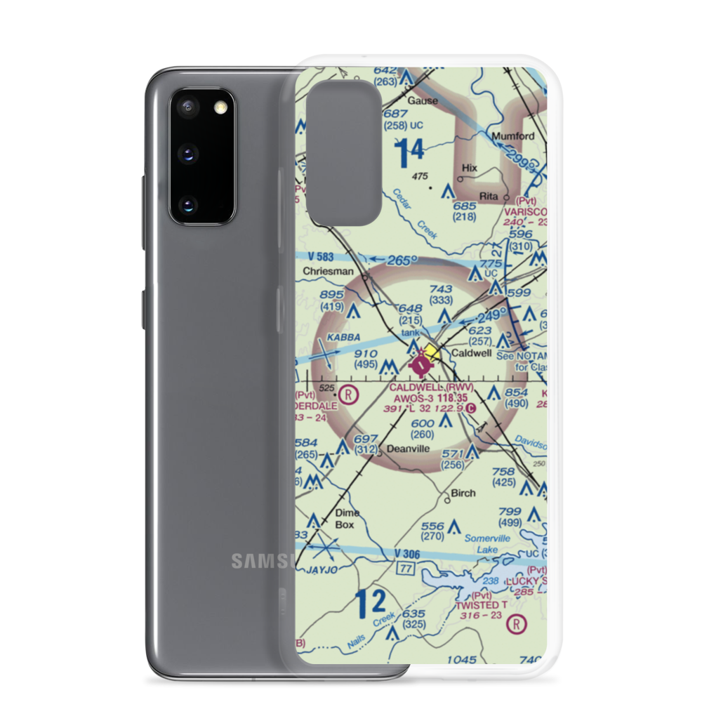 Caldwell Municipal Airport (RWV) VFR Sectional Samsung Case Samsung Galaxy S20 model shown
