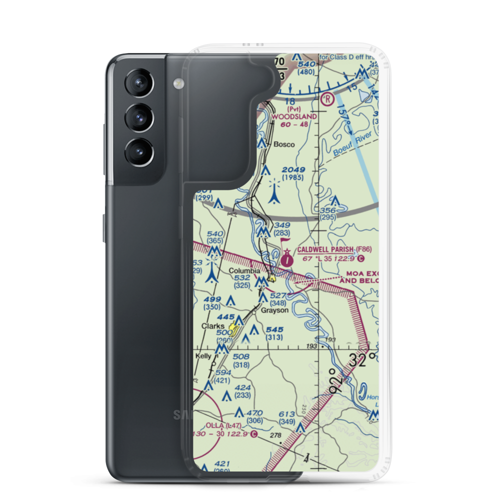 Caldwell Parish Airport (F86) VFR Sectional Samsung Case Samsung Galaxy S21 model shown