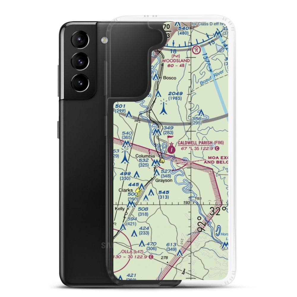 Caldwell Parish Airport (F86) VFR Sectional Samsung Case Samsung Galaxy S21 Plus model shown