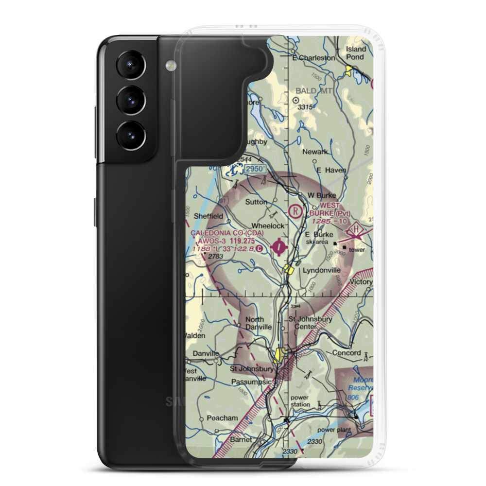 Caledonia County Airport (CDA) VFR Sectional Samsung Case Samsung Galaxy S21 Plus model shown