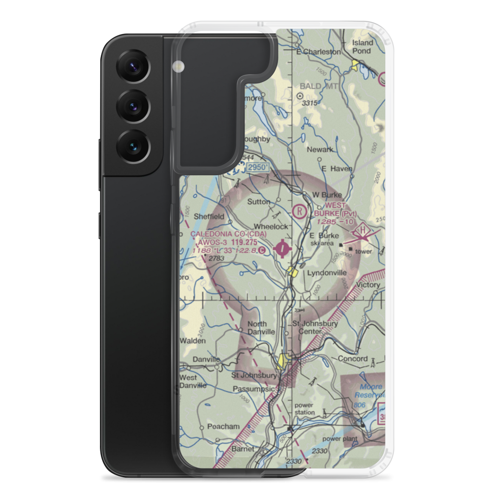 Caledonia County Airport (CDA) VFR Sectional Samsung Case Samsung Galaxy S22 Plus model shown