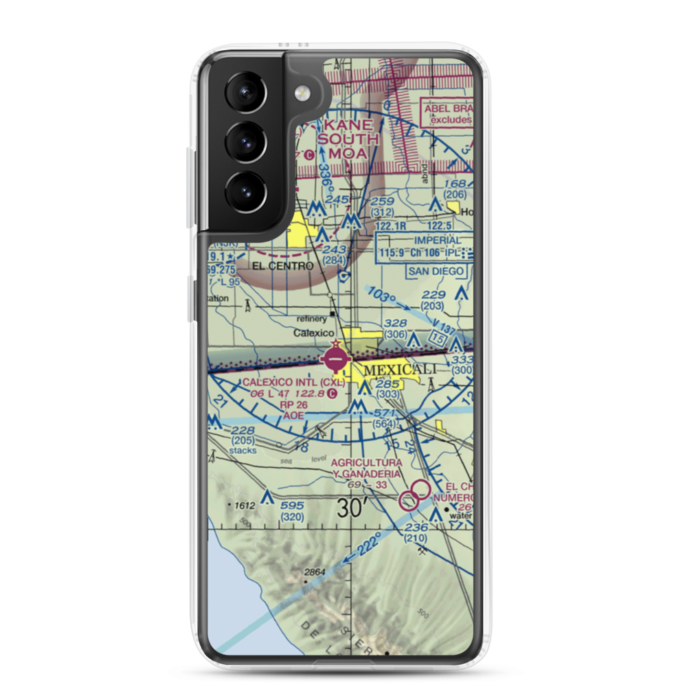 Calexico International Airport (CXL) VFR Sectional Samsung Case Samsung Galaxy S21 Plus model shown