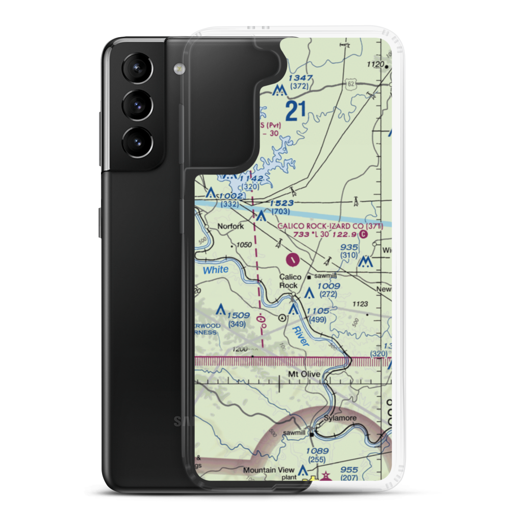 Calico Rock Izard County Airport (37T) VFR Sectional Samsung Case Samsung Galaxy S21 Plus model shown