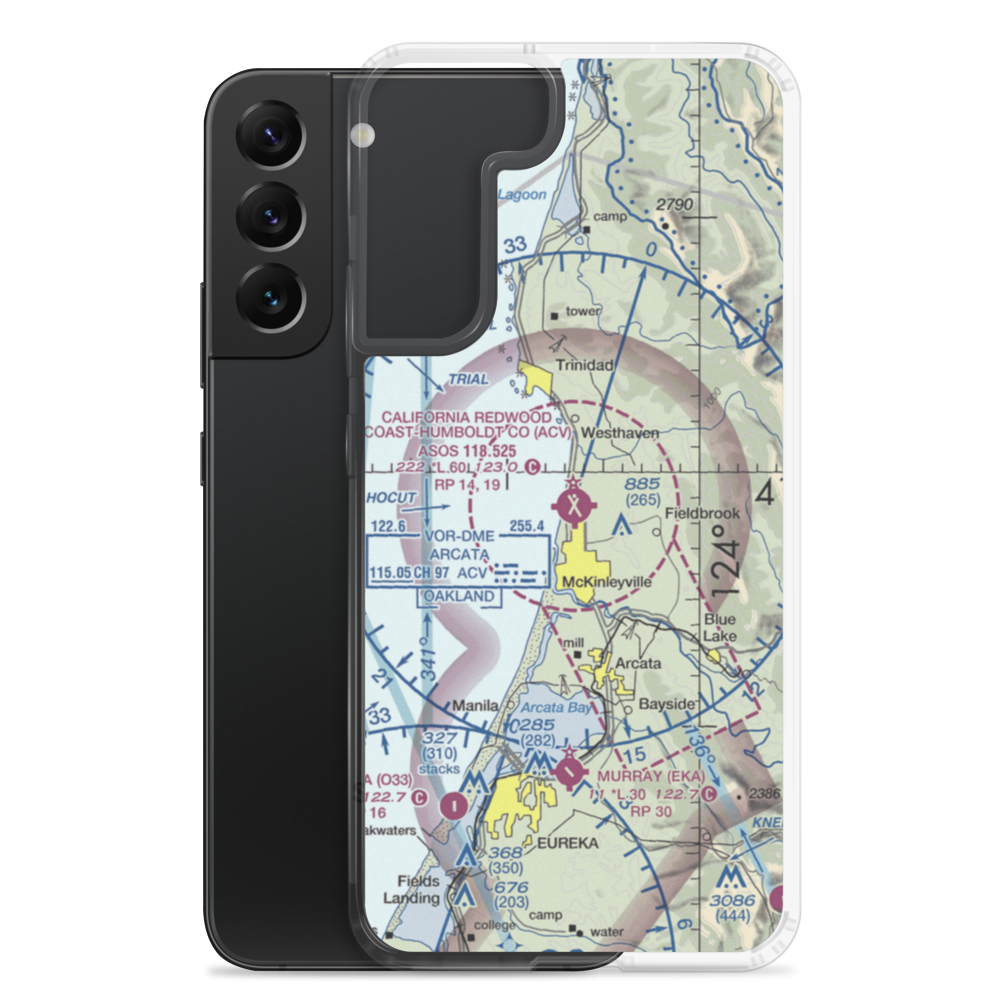 California Redwood Coast-Humboldt County Airport (ACV) VFR Sectional Samsung Case Samsung Galaxy S22 Plus model shown