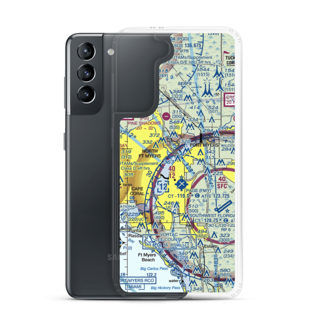 Caloosa Downtown Seaplane Base (29FA) VFR Sectional Samsung Case Samsung Galaxy S21 model shown