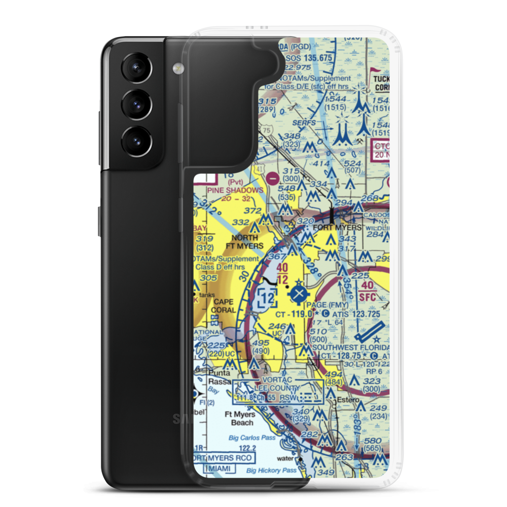 Caloosa Downtown Seaplane Base (29FA) VFR Sectional Samsung Case Samsung Galaxy S21 Plus model shown