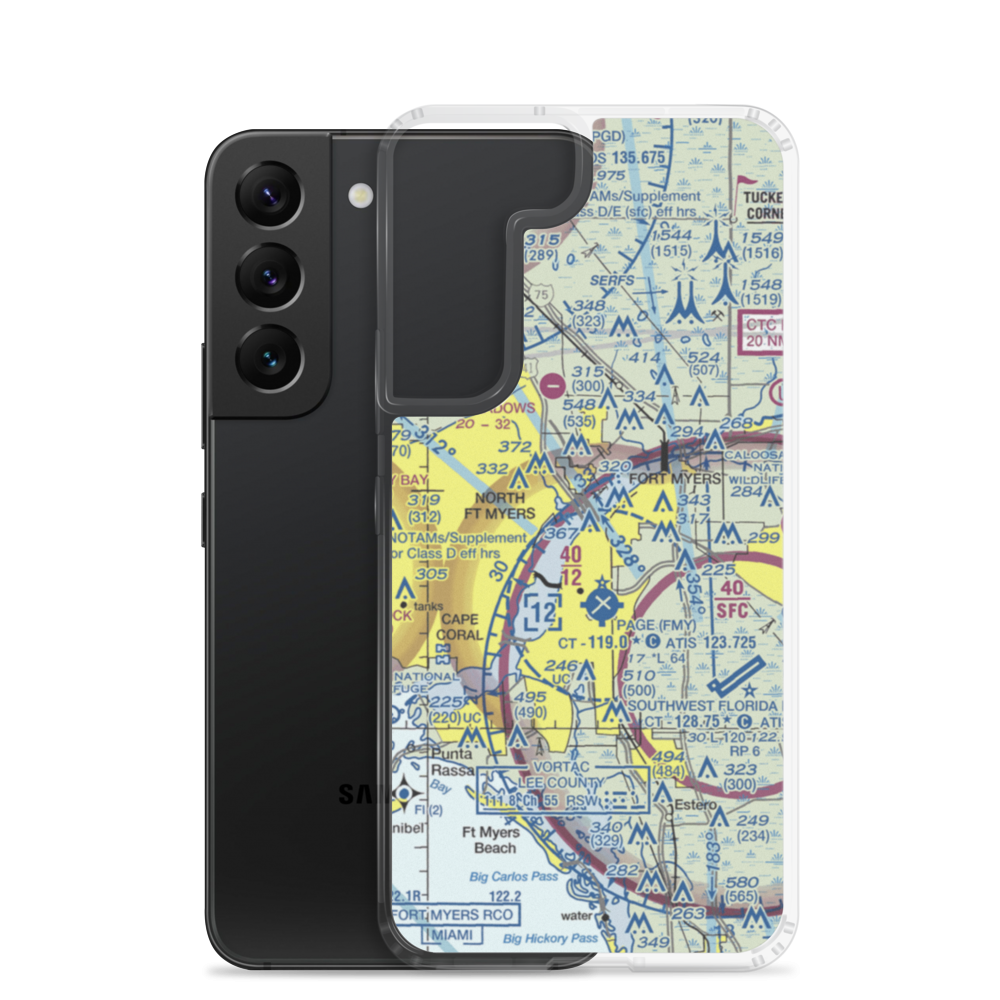 Caloosa Downtown Seaplane Base (29FA) VFR Sectional Samsung Case Samsung Galaxy S22 model shown